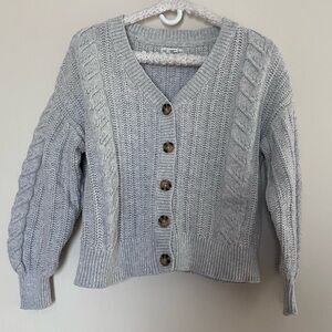 Cupcakes and Cashmere Grey Knitted Button Cardigan size large